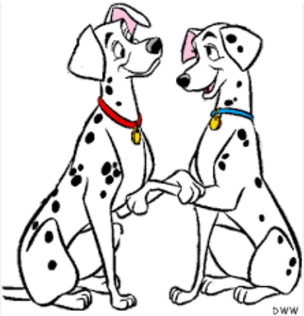 Pongo and Perdita, one of the lead characters from the Disney Movie 101 Dalmatians